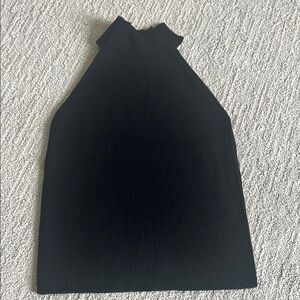 Black Ribbed Sleeveless Top